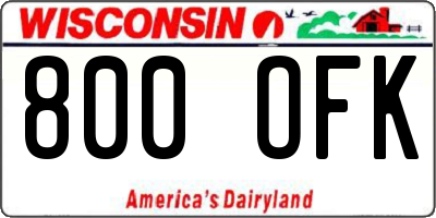 WI license plate 800OFK