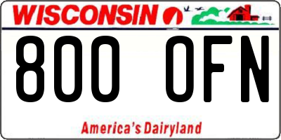 WI license plate 800OFN