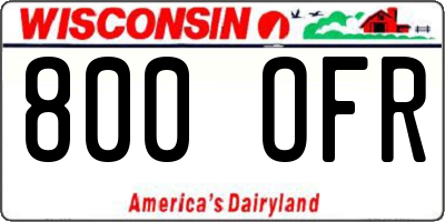 WI license plate 800OFR