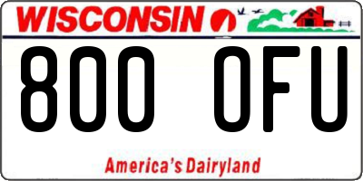 WI license plate 800OFU
