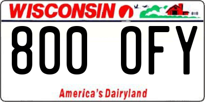 WI license plate 800OFY