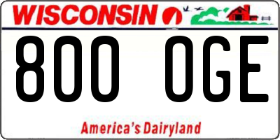 WI license plate 800OGE