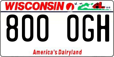 WI license plate 800OGH