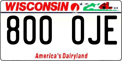 WI license plate 800OJE