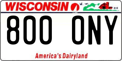 WI license plate 800ONY