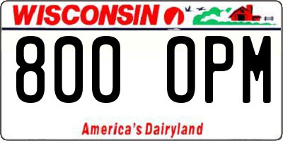 WI license plate 800OPM