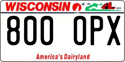WI license plate 800OPX