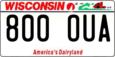 WI license plate 800OUA