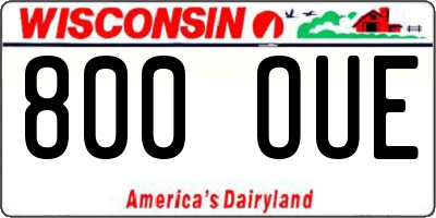WI license plate 800OUE