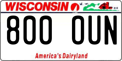 WI license plate 800OUN