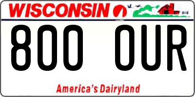 WI license plate 800OUR