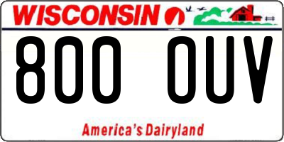 WI license plate 800OUV