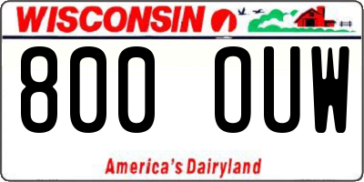 WI license plate 800OUW