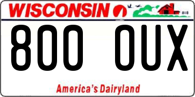 WI license plate 800OUX