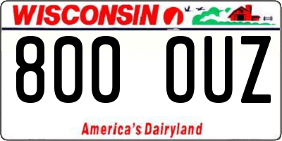WI license plate 800OUZ
