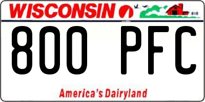 WI license plate 800PFC