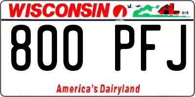 WI license plate 800PFJ
