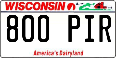 WI license plate 800PIR