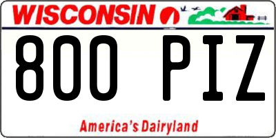 WI license plate 800PIZ