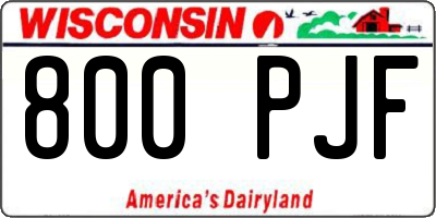 WI license plate 800PJF
