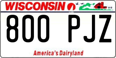WI license plate 800PJZ