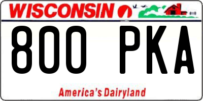 WI license plate 800PKA