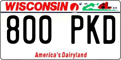 WI license plate 800PKD