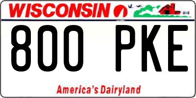 WI license plate 800PKE
