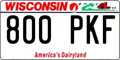 WI license plate 800PKF