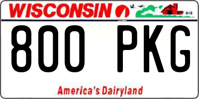 WI license plate 800PKG
