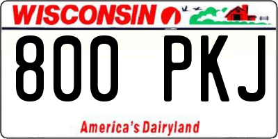 WI license plate 800PKJ