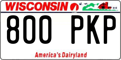 WI license plate 800PKP