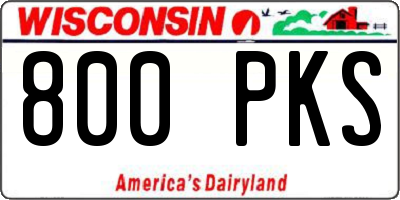 WI license plate 800PKS