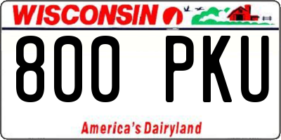 WI license plate 800PKU