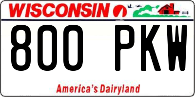 WI license plate 800PKW