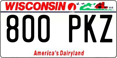 WI license plate 800PKZ