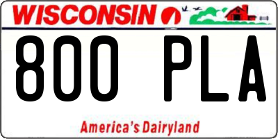 WI license plate 800PLA