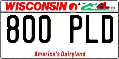 WI license plate 800PLD