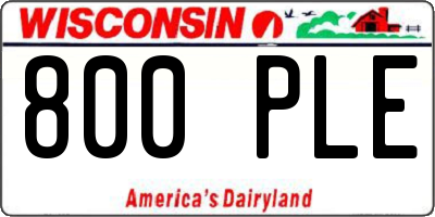 WI license plate 800PLE