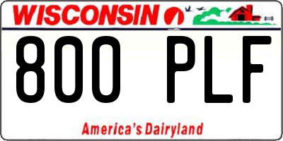 WI license plate 800PLF
