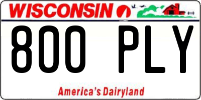 WI license plate 800PLY