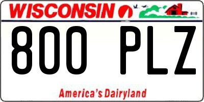WI license plate 800PLZ