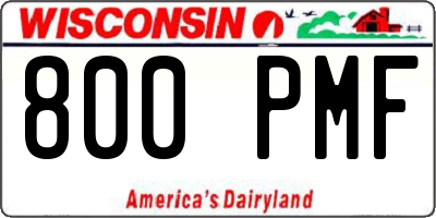 WI license plate 800PMF