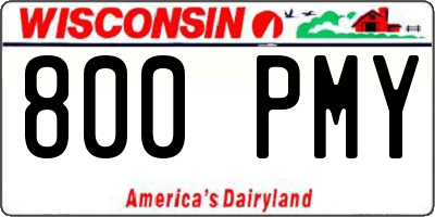 WI license plate 800PMY