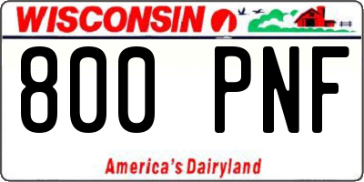 WI license plate 800PNF