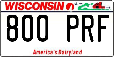 WI license plate 800PRF