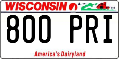 WI license plate 800PRI