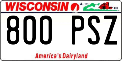 WI license plate 800PSZ