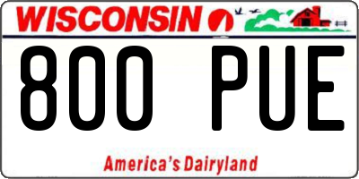 WI license plate 800PUE