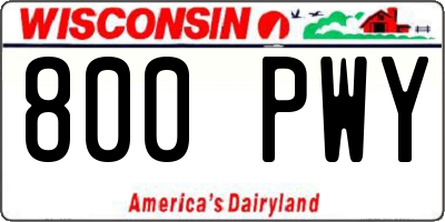 WI license plate 800PWY